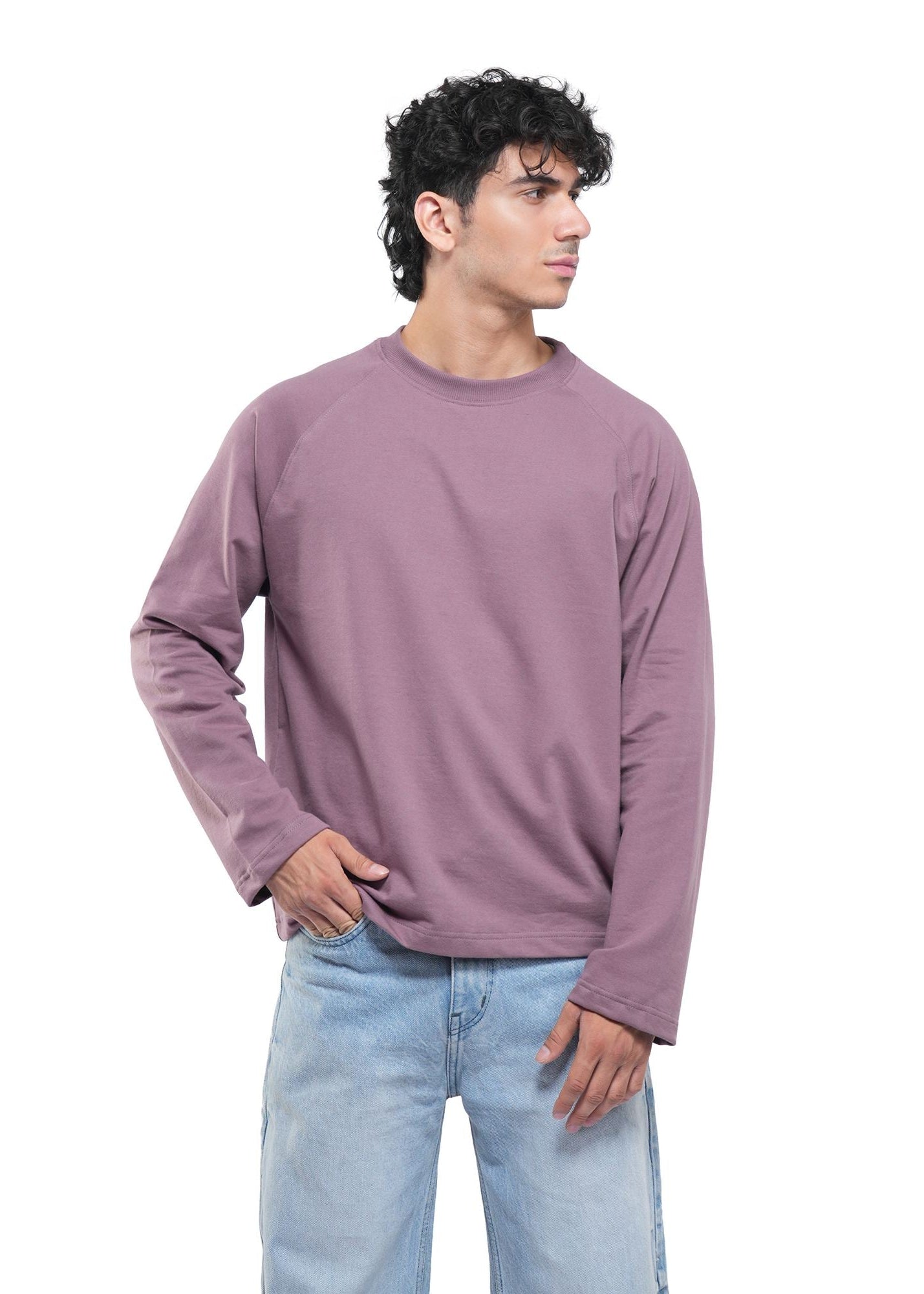 RAGLAN CROPPED TEE - DUSTY MUAVE