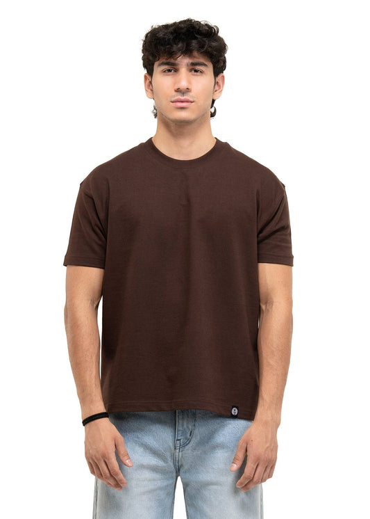 REGULAR CROPPED TEE - COFFEE