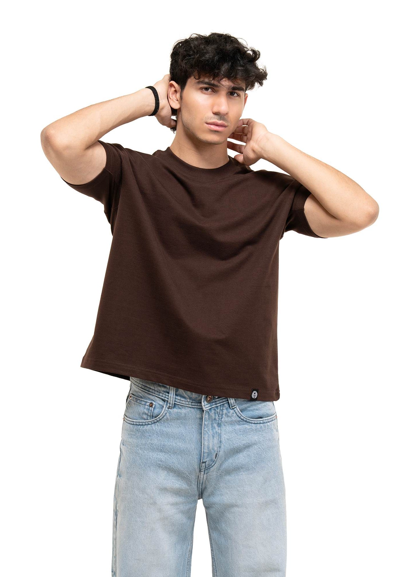 REGULAR CROPPED TEE - COFFEE