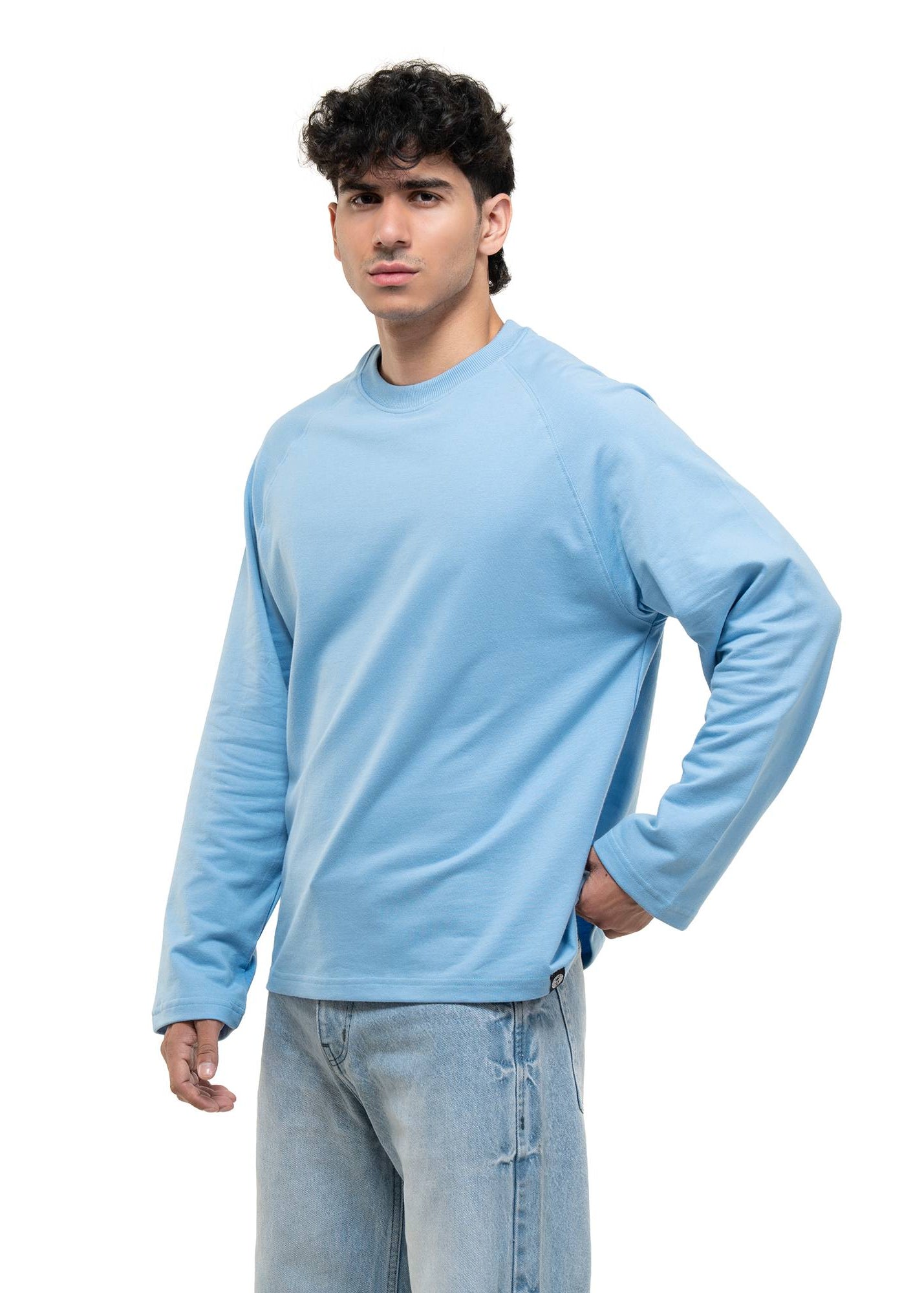 RAGLAN CROPPED TEE - BABY BLUE