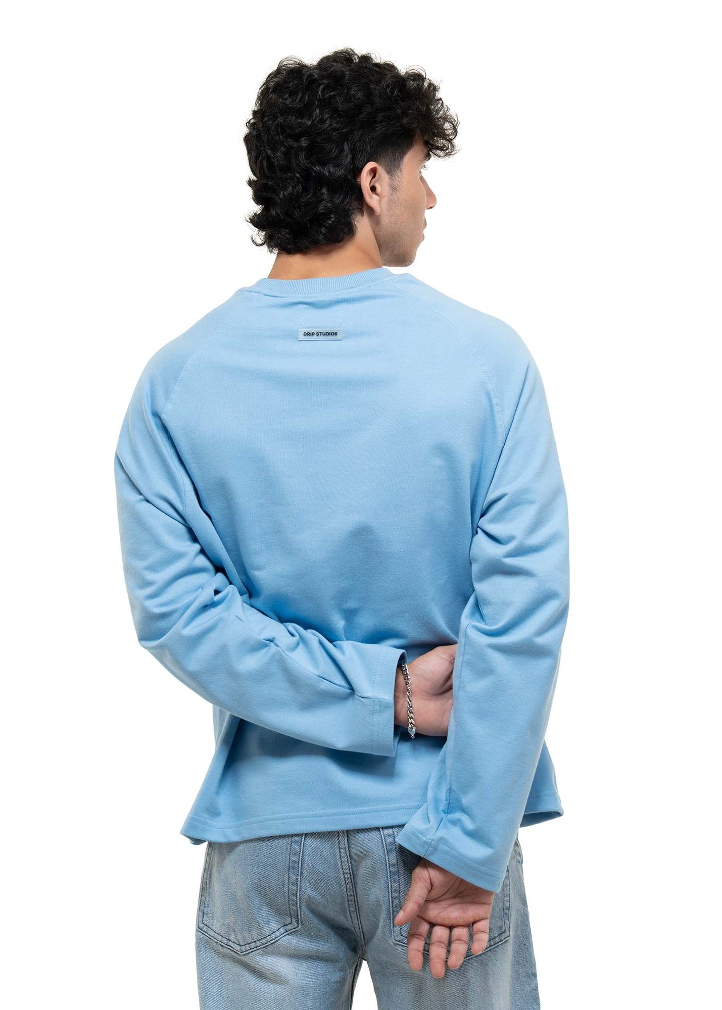 RAGLAN CROPPED TEE - BABY BLUE