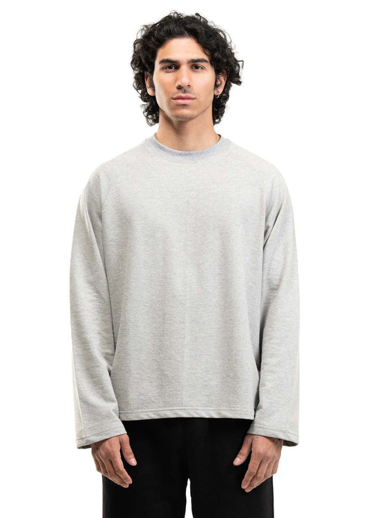 RAGLAN CROPPED TEE - MELANGE GREY