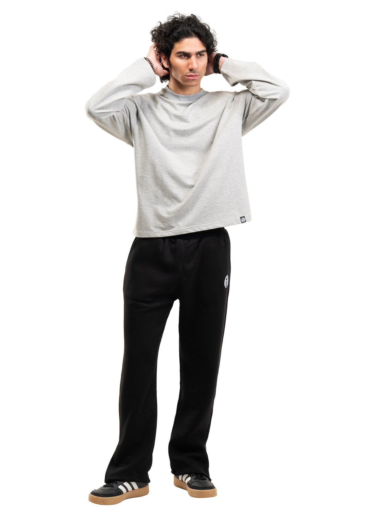 RAGLAN CROPPED TEE - MELANGE GREY