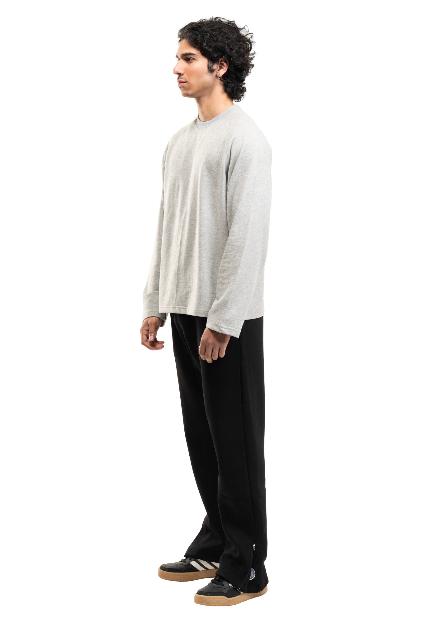 RAGLAN CROPPED TEE - MELANGE GREY