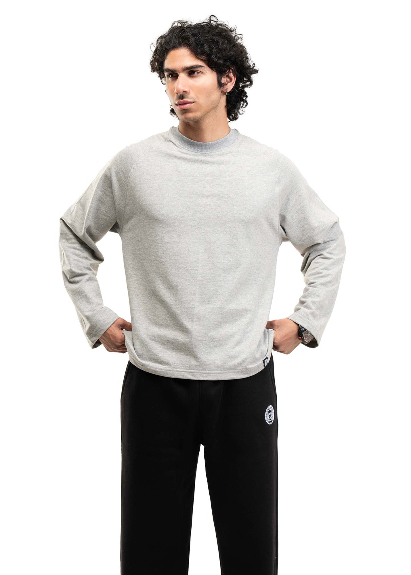 RAGLAN CROPPED TEE - MELANGE GREY