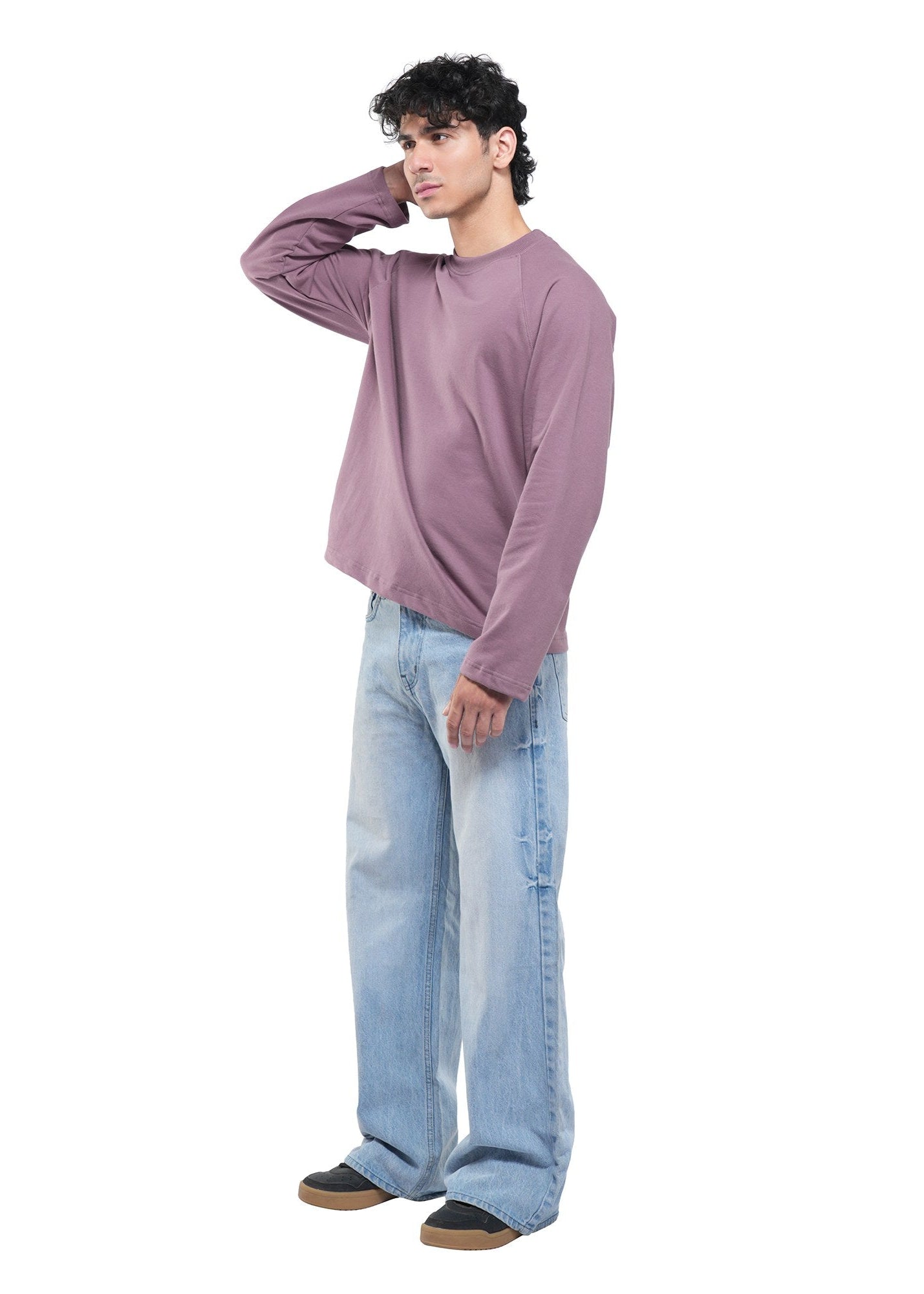 RAGLAN CROPPED TEE - DUSTY MUAVE