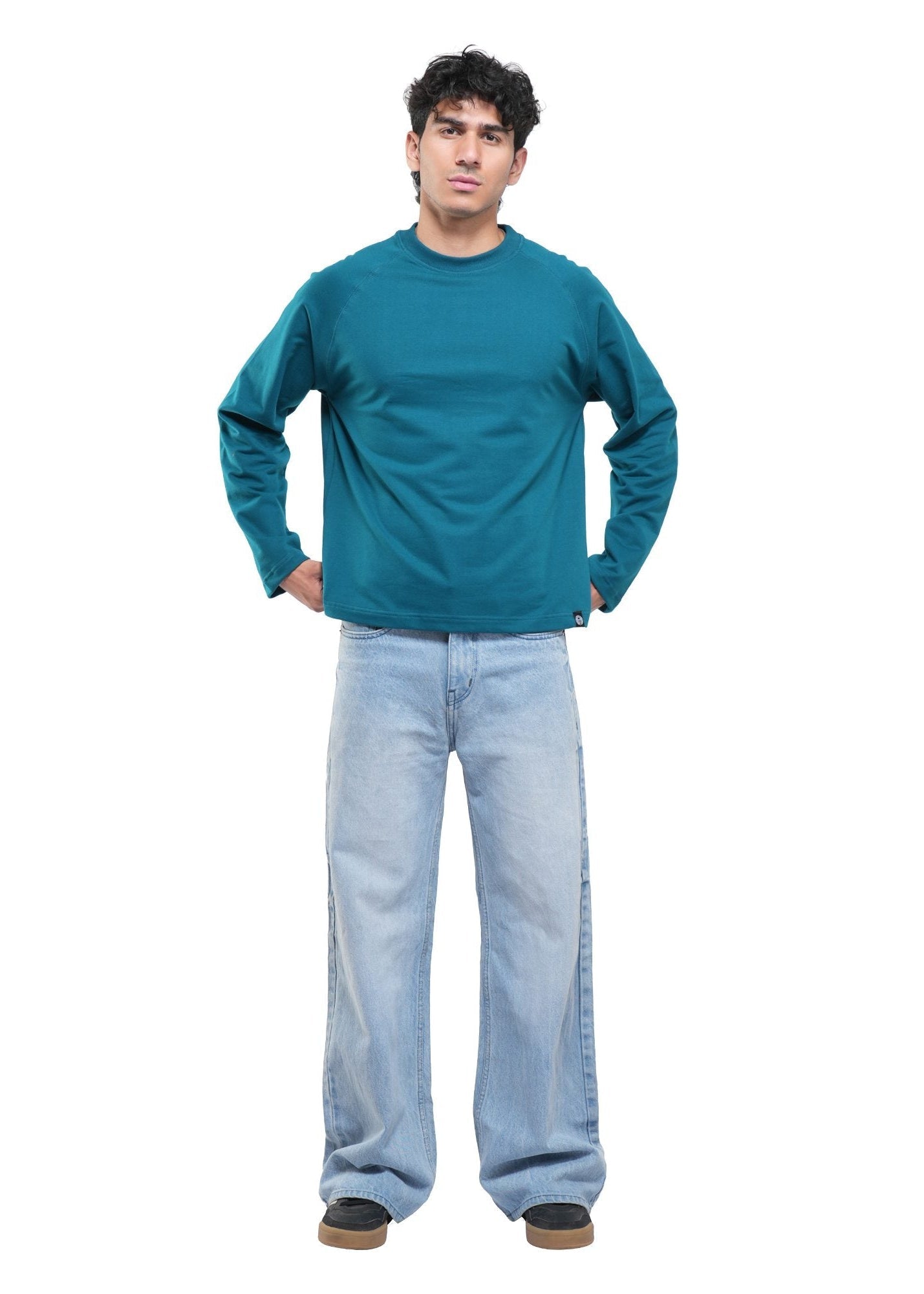 RAGLAN CROPPED TEE - DEEP TEAL