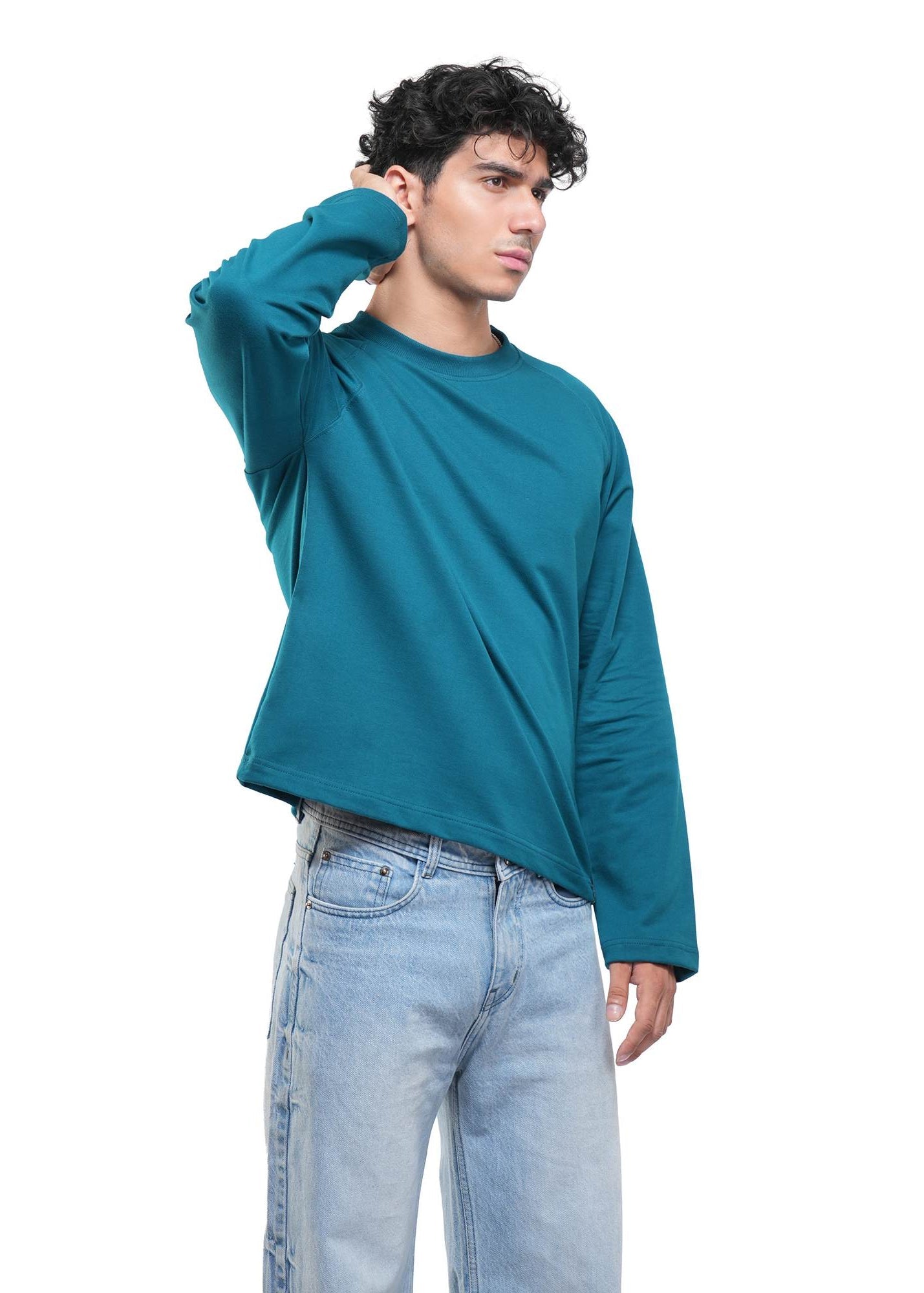 RAGLAN CROPPED TEE - DEEP TEAL
